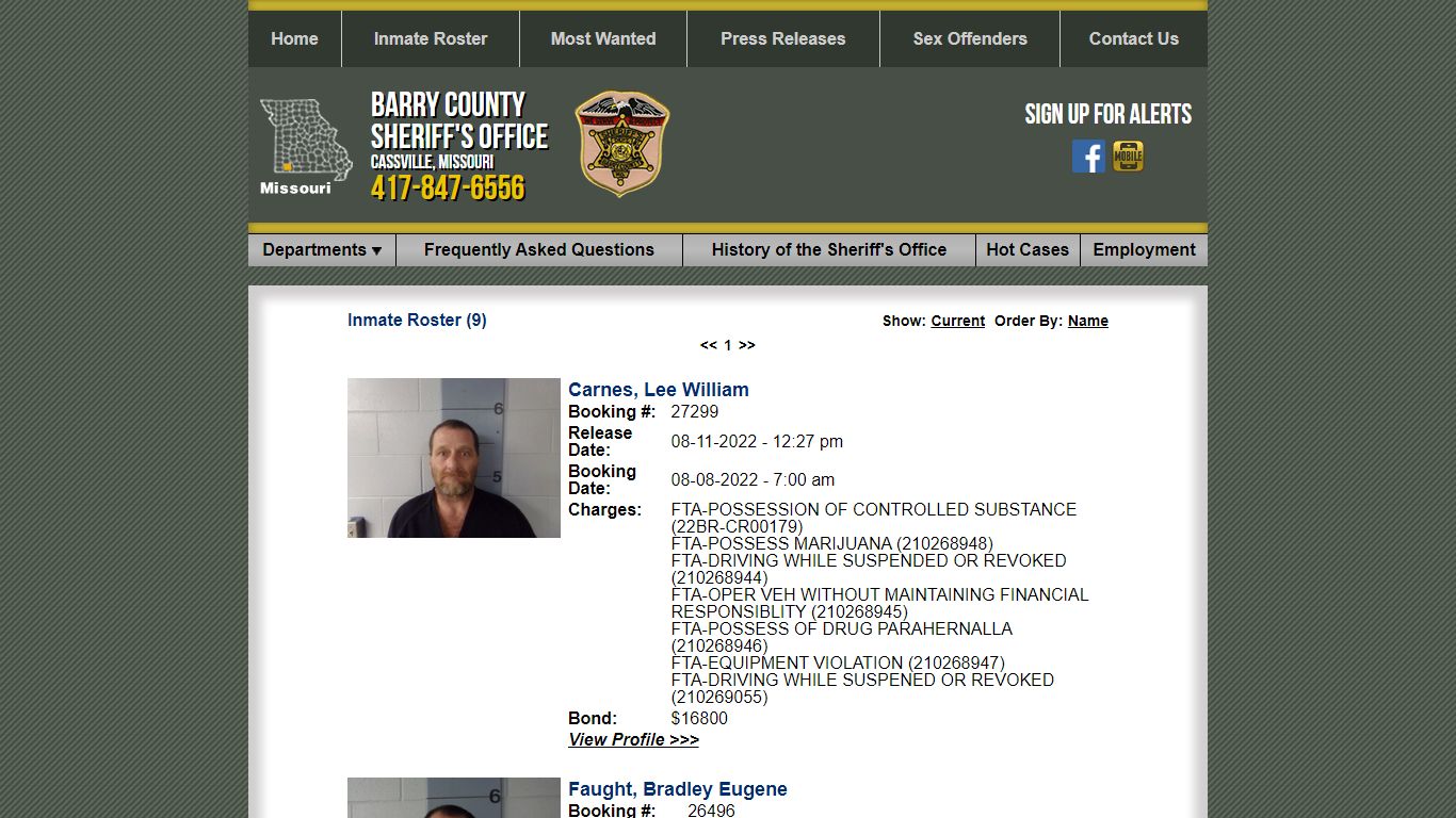 Inmate Roster - Barry County Sheriff's Office